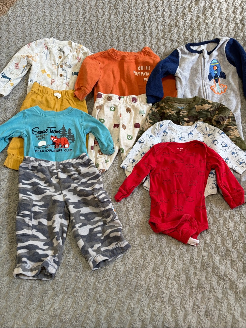 Baby boy 10-piece bundle — Carters, Child of Mine, Little Planet organic lot